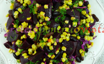 Salata de Varza Rosie, Sfecla, Fasole si Porumb Reteta de salata de varza rosie, sfecla, fasole si porumb