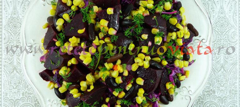 Reteta de salata de varza rosie, sfecla, fasole si porumb