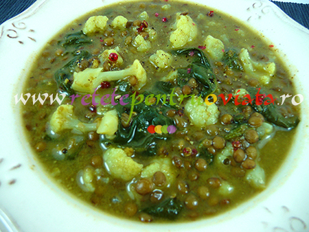 Supa de Linte cu Conopida, Spanac si Curry