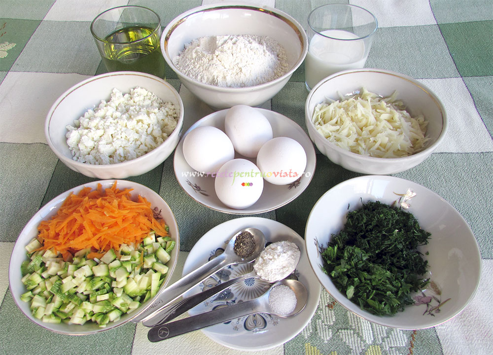 Ingrediente pentru reteta de chec aperitiv cu legume si branza