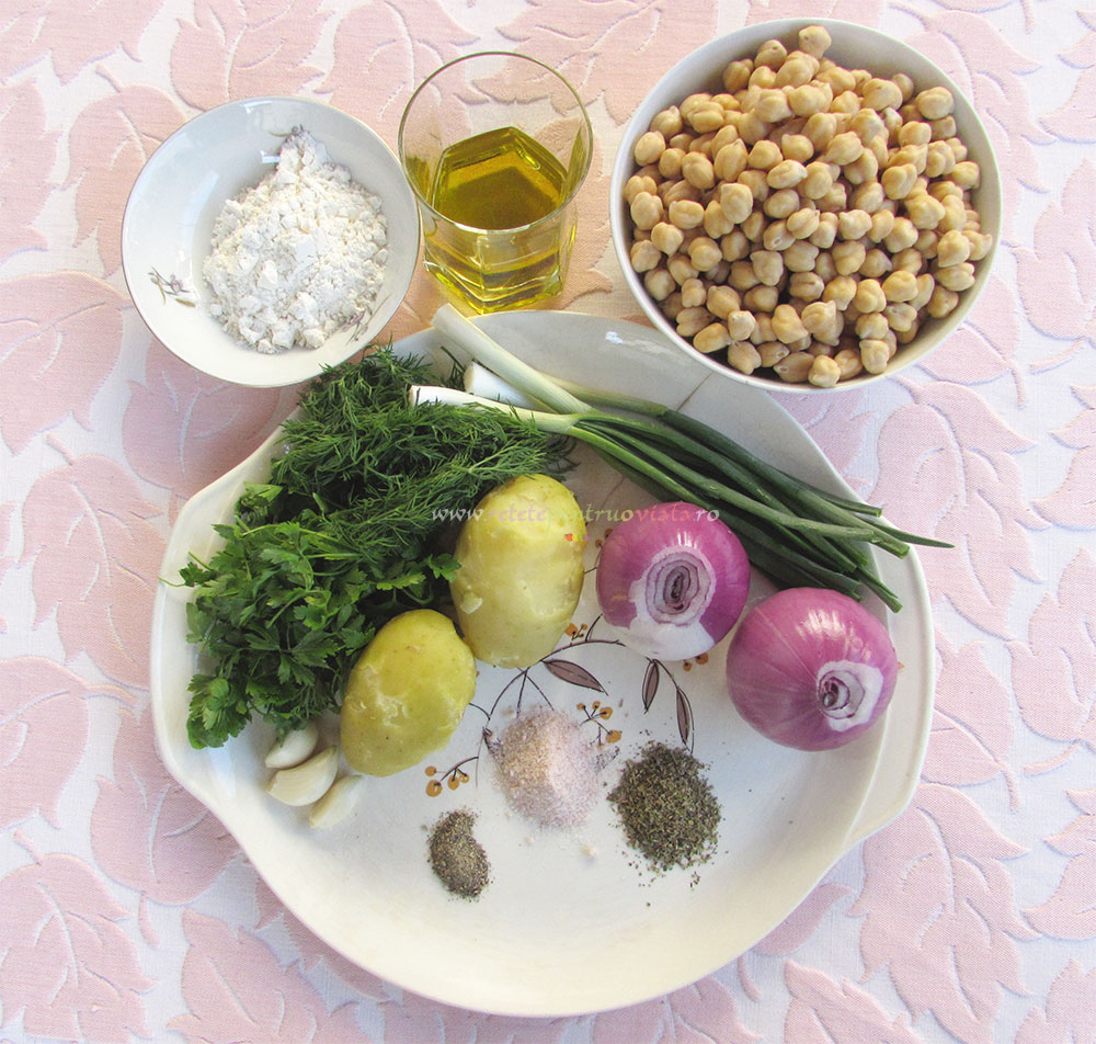 Ingrediente pentru reteta de chiftele de naut de post cu iaurt