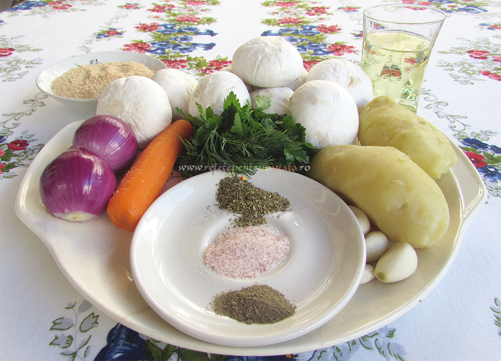 Ingrediente pentru reteta de chiftelute de post cu ciuperci si cartofi