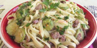 Paste Carbonara cu Dovlecei si Carnati Paste Carbonara cu Dovlecei si Carnati
