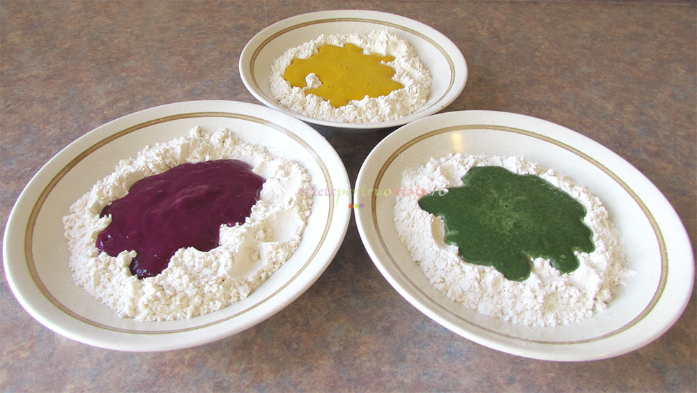 Ingrediente pentru reteta de paste de casa colorate natural