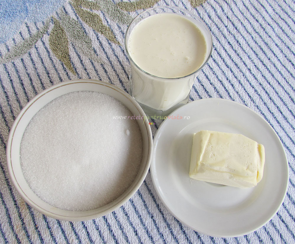 Ingrediente pentru reteta de sos caramel cu smantana