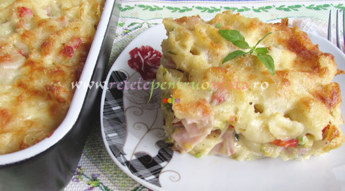 Paste Gratinate cu Sunca si Legume Paste Gratinate cu Sunca si Legume poza 1