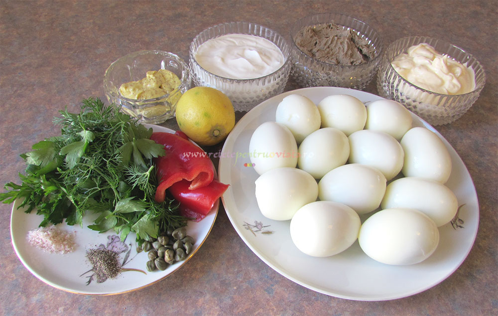Ingrediente pentru reteta de oua umplute cu pate de ficat