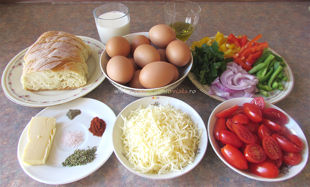 Ingrediente pentru reteta de omleta cu legume cuptor