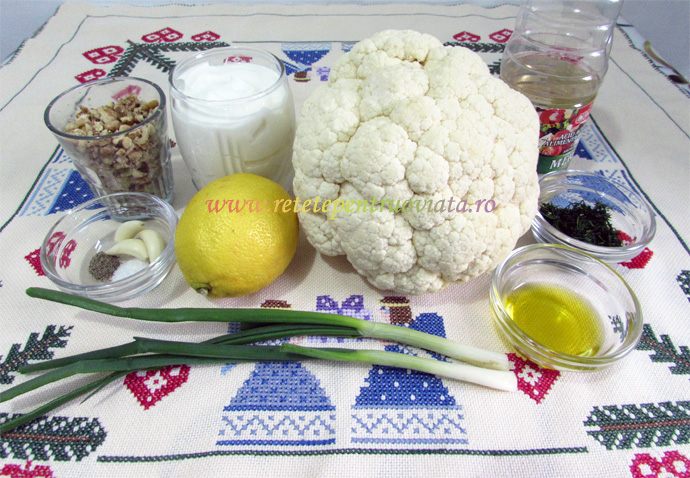 Ingrediente pentru reteta de salata de conopida cu iaurt