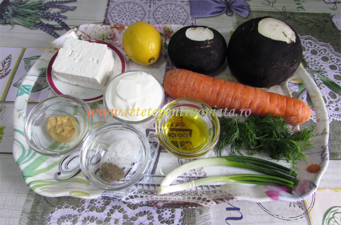 Ingrediente pentru reteta de salata de ridiche neagra cu smantana