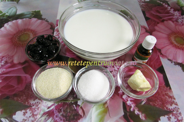 Ingrediente pentru reteta de gris cu lapte si dulceata