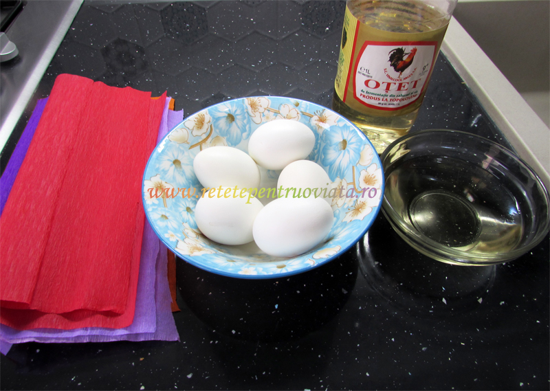 Cum se vopsesc ouale cu hartie creponata - ingrediente