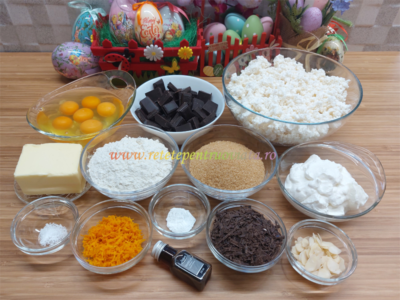 Ingrediente pentru reteta de pasca cu ciocolata fara aluat