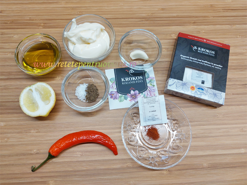 Ingrediente pentru sosul Aioli (sos pentru calamari pane)