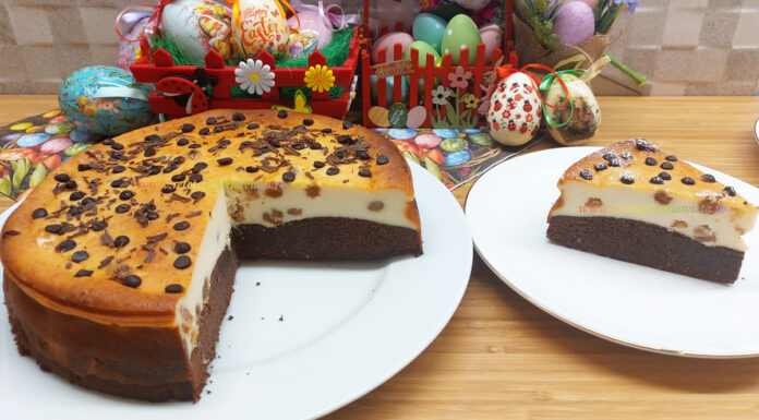 Pasca cu Aluat de Pandispan, Branza, Stafide si Ciocolata Pasca cu Aluat de Pandispan, Branza, Stafide si Ciocolata