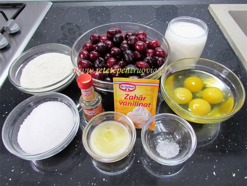 Ingrediente pentru reteta de clafoutis cu cirese