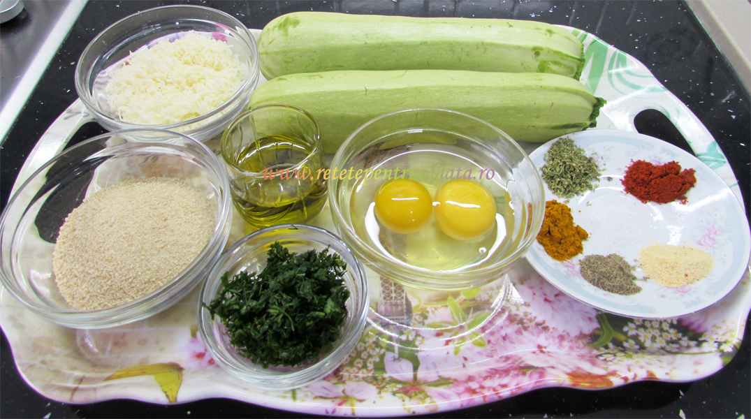 Ingrediente pentru reteta de dovlecei pane la cuptor