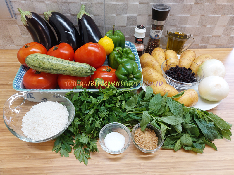 Ingrediente pentru reteta greceasca de legume umplute la cuptor - gemista